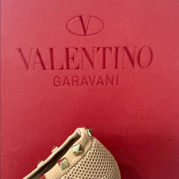 Valentino Garavani Beige Mesh and Black Leather Studded Ankle Boot - Picture 3 of 16